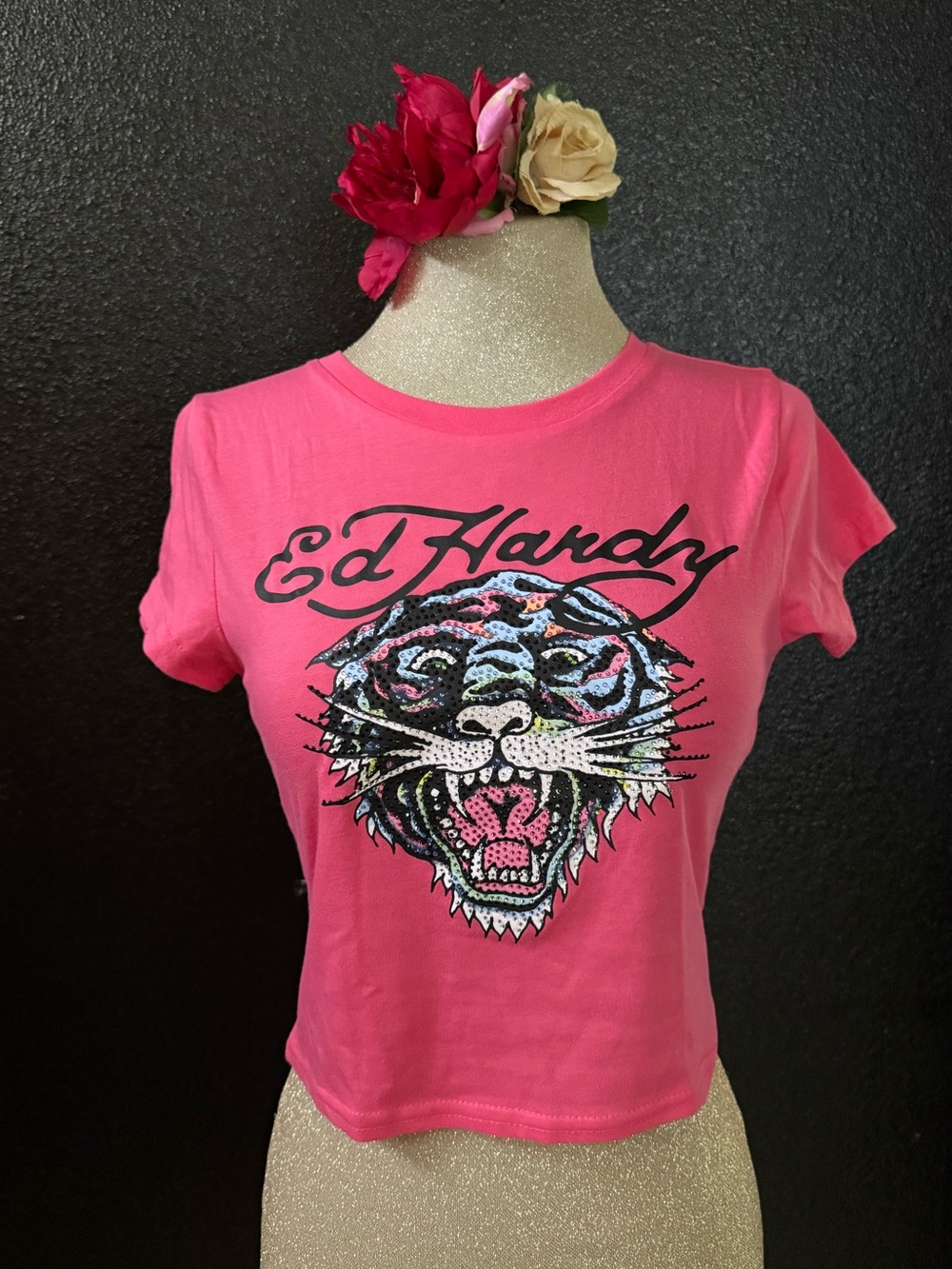 Ed Hardy Pink Tiger Graphic Tee